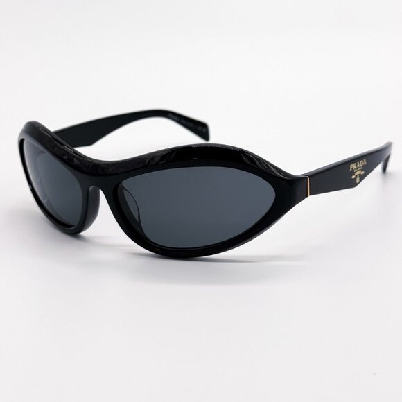 NEW PRADA SUNGLASSES PRA20S 16K5S0 WOMEN BLACK SPR A20 OVAL PR A20S 16K5S0 - Picture 3 of 10